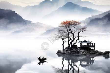中国风写意山水画图片
