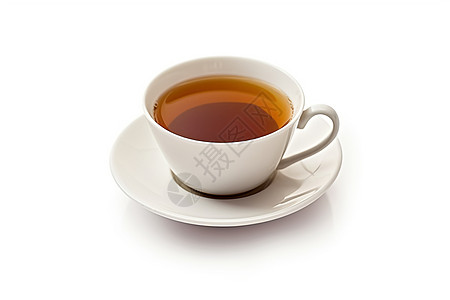 白色背景上的一杯茶高清图片