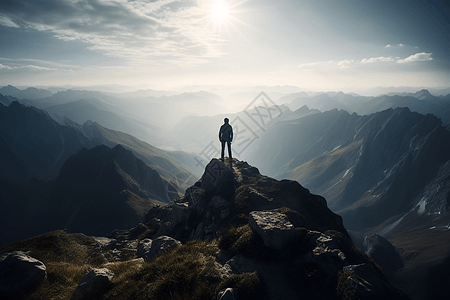 风景和人站在山顶上的人背景