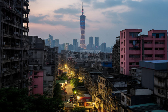 城市傍晚夜景图片