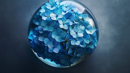 美丽的蓝色绣球花图片
