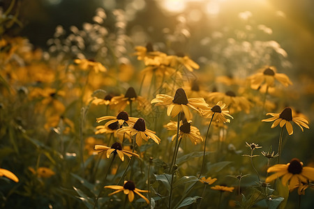 田野中黄色的花朵图片