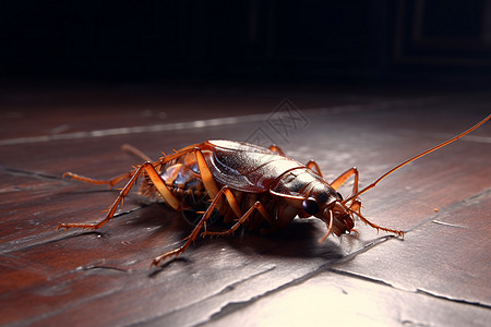 木板上死亡的蟑螂图片