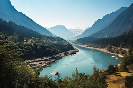 穿过峡谷的河流图片