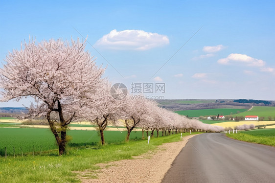 公路边的树木图片