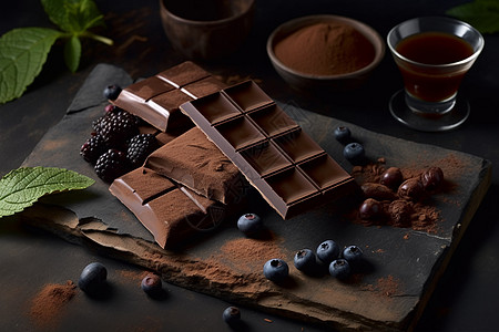 巧克力可可美味的黑巧克力背景