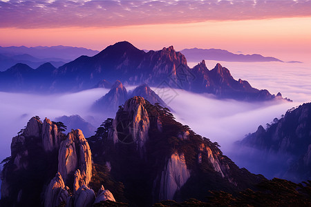 黄山山峰景象背景图片