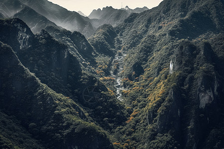 山谷里曲折的山路图片