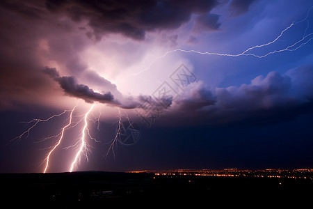 雷暴闪电恶劣天气背景图片