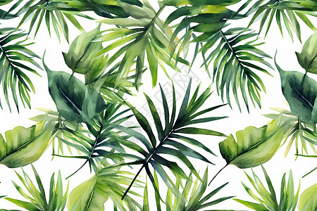 棕榈植物纺织品绘画图片