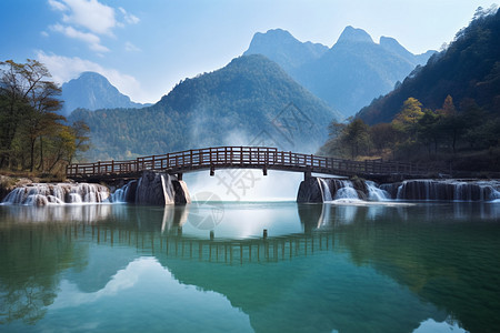 湖景小桥流水图片