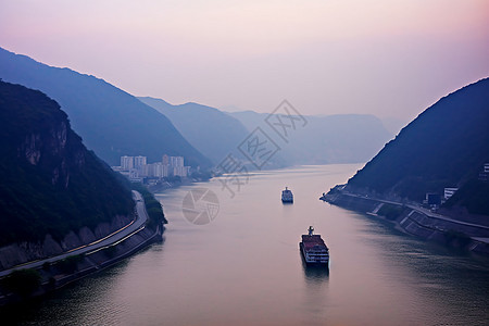 长江两岸的风景背景图片