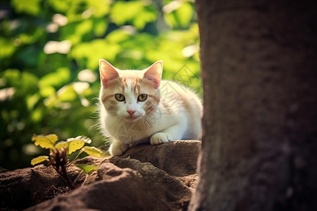 森林中的一只可爱小猫图片