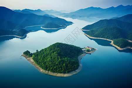 美丽的湖泊和两岸高山风景图片