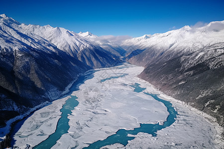雪山河流风景背景图片