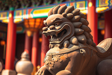 中国传统雕塑石狮子图片