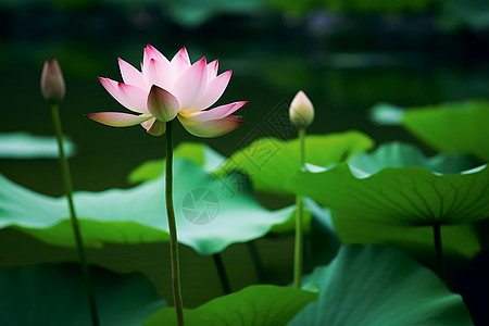 夏天池塘荷叶荷花池图片