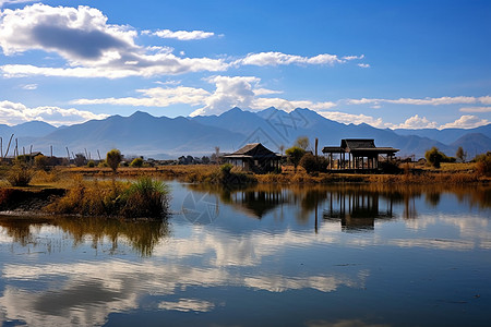 湿地公园湖光山色图片