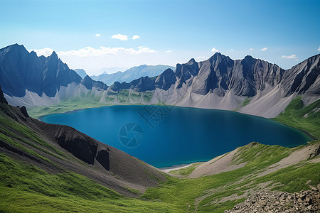 环湖跑道蓝天的沿山环湖背景