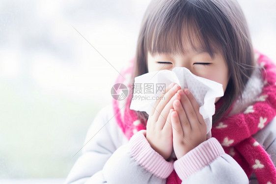 小女孩感冒流鼻涕图片