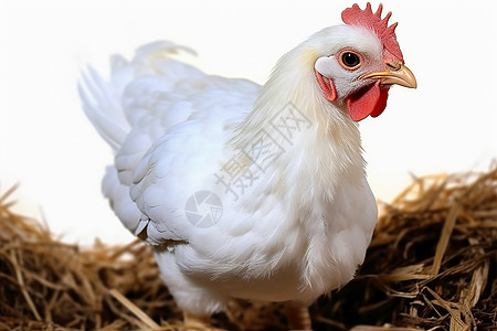 养殖场母鸡的特写镜头图片