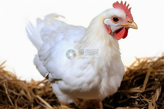 养殖场母鸡的特写镜头图片