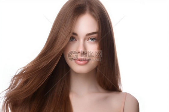 女性模特的柔顺发型图片