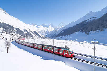 雪山列车阿尔卑斯山中的旅客列车背景