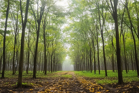 雨季里的橡胶树图片