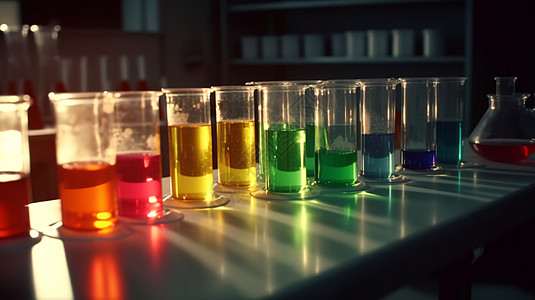 科学实验室内化学液体背景