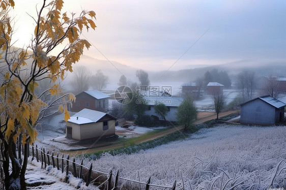 冬季村庄景观图片