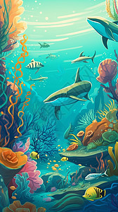 卡通可爱的海洋生物图片