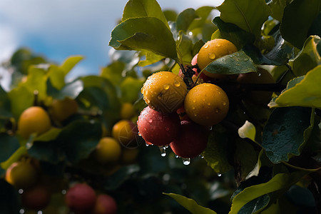 被雨淋过的水果果树高清图片
