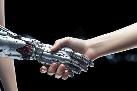 握手的机器人与机器人的握手背景