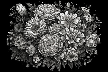 美丽的黑白色花束图片