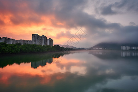 城市日出时的风景图片