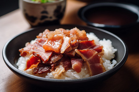 美味的腊肉米饭食物图片