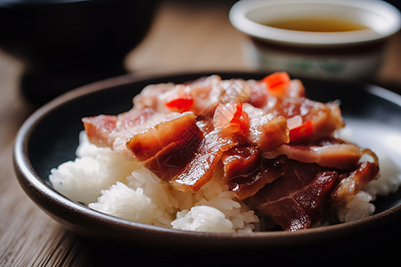 美食腊肉米饭图片