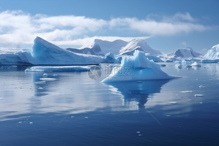 水域中的巨大冰山图片