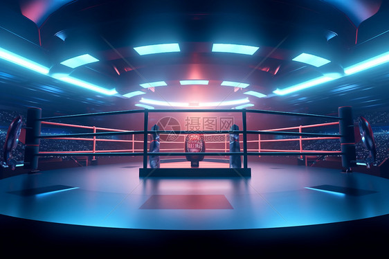 霓虹效果的拳击台图片