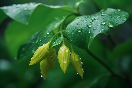 雨后绿叶背景背景图片