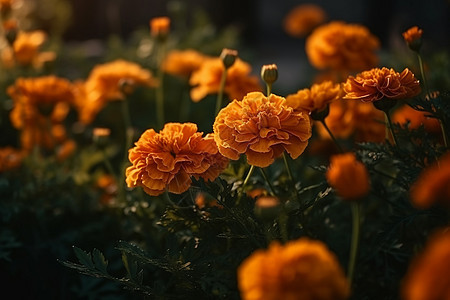 花园中的万寿菊花图片