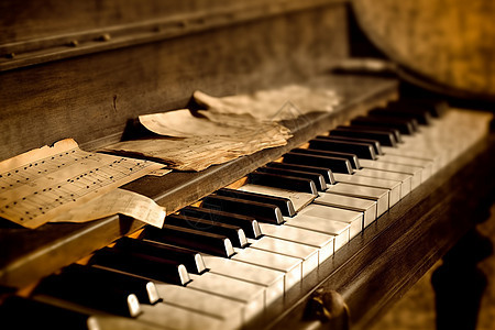 钢琴上的琴谱图片