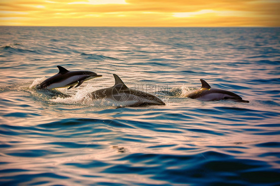 大海中的野生海豚图片