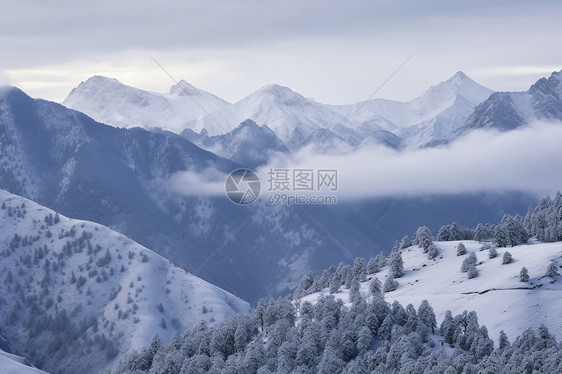 冬日里的雪山图片