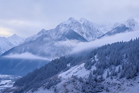 雪山峰冬季的雪峰背景