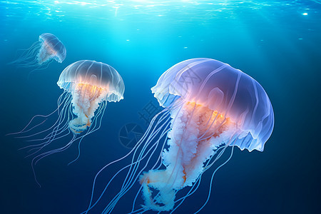 海底发光的水母背景图片