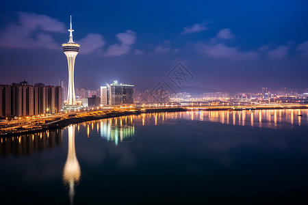 城市海边夜景图片