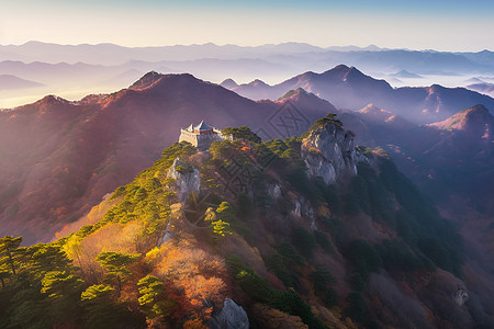 山顶云雾缭绕背景图片