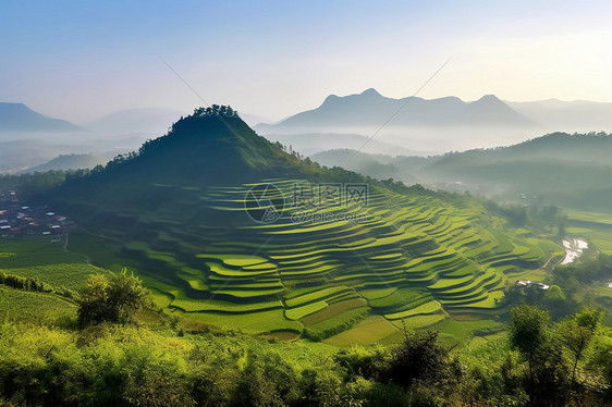 山区梯田风景图片